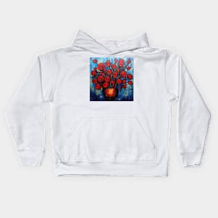 Red Roses Bouquet Mosaic Kids Hoodie